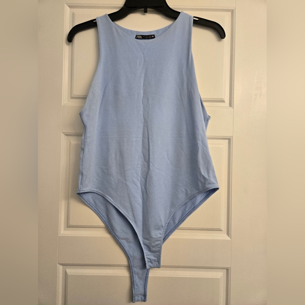 Zara Light Blue Sleeveless Bodysuit